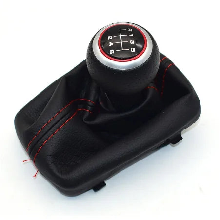 Fit For Audi A4 B6 B7 2000-2008 Manual 5 6 Speed Car Gear Shift Shifter Knob Lever Handle Head With Leather Dust-Proof Cover