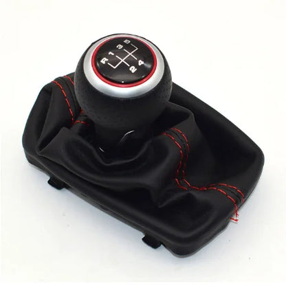 Fit For Audi A4 B6 B7 2000-2008 Manual 5 6 Speed Car Gear Shift Shifter Knob Lever Handle Head With Leather Dust-Proof Cover