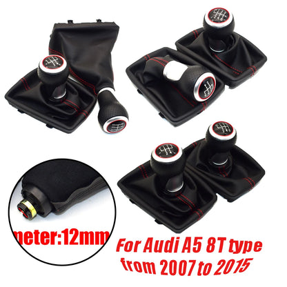 Fit For Audi A4 B6 B7 2000-2008 Manual 5 6 Speed Car Gear Shift Shifter Knob Lever Handle Head With Leather Dust-Proof Cover