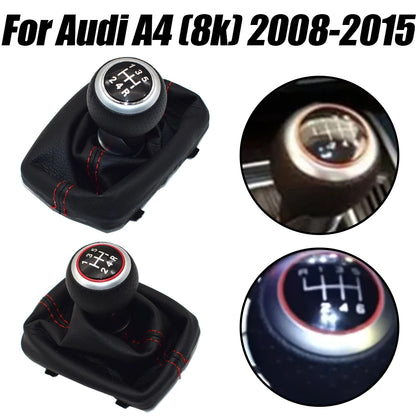 Fit For Audi A4 B6 B7 2000-2008 Manual 5 6 Speed Car Gear Shift Shifter Knob Lever Handle Head With Leather Dust-Proof Cover