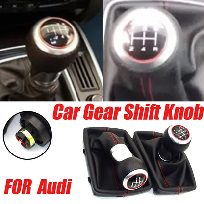 Fit For Audi A4 B6 B7 2000-2008 Manual 5 6 Speed Car Gear Shift Shifter Knob Lever Handle Head With Leather Dust-Proof Cover
